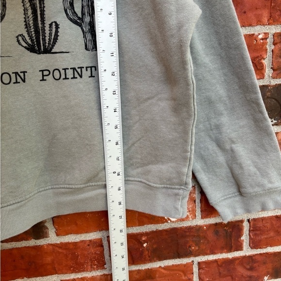 Womens Medium Green Gray Cactus Always On Point Cropped Boho Sweatshirt Sweater - Picture 6 of 7